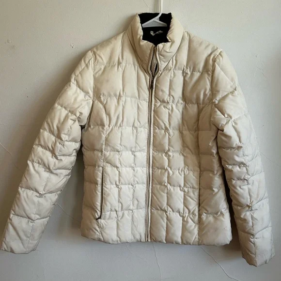 *Super Warm* Eddie Bauer 100% Goose Down White Puffer Jacket - Picture 1 of 17